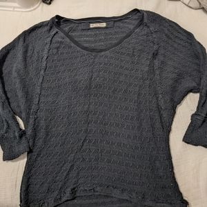 We the Free Waffle Knit Raw Edge Slouchy Oversized Top